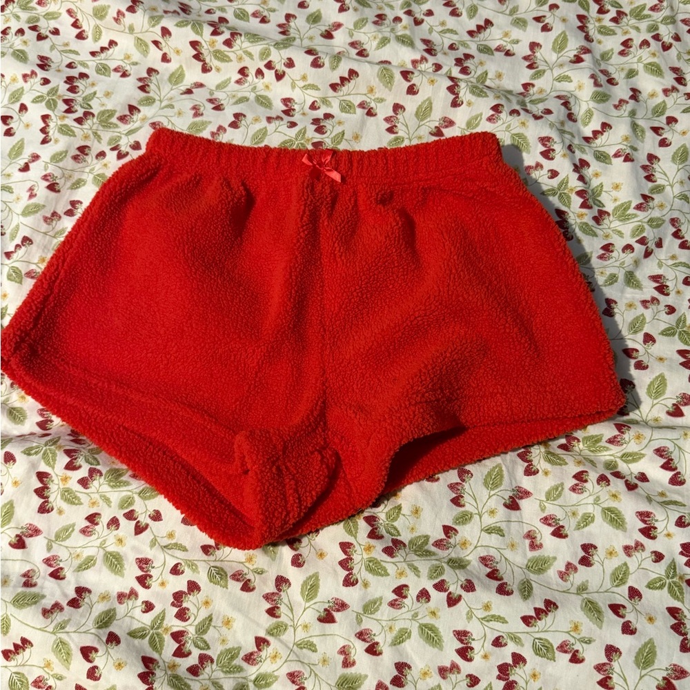Cozy Red Fleece Shorts